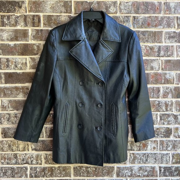 jacqueline ferrar leather trench coat